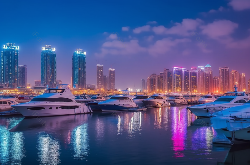 炫彩灯光夜景白色游艇停靠的港口,高清,摄影图,摄影图片,图片大全,摄影图免费下载